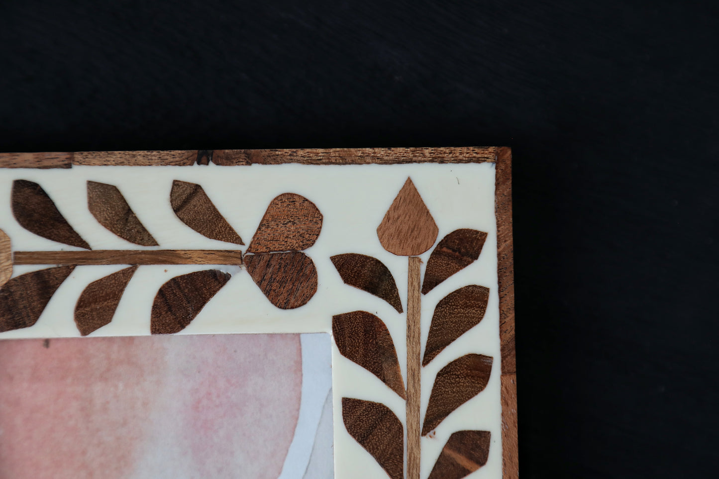 Floral Wood Inlay Photo Frame