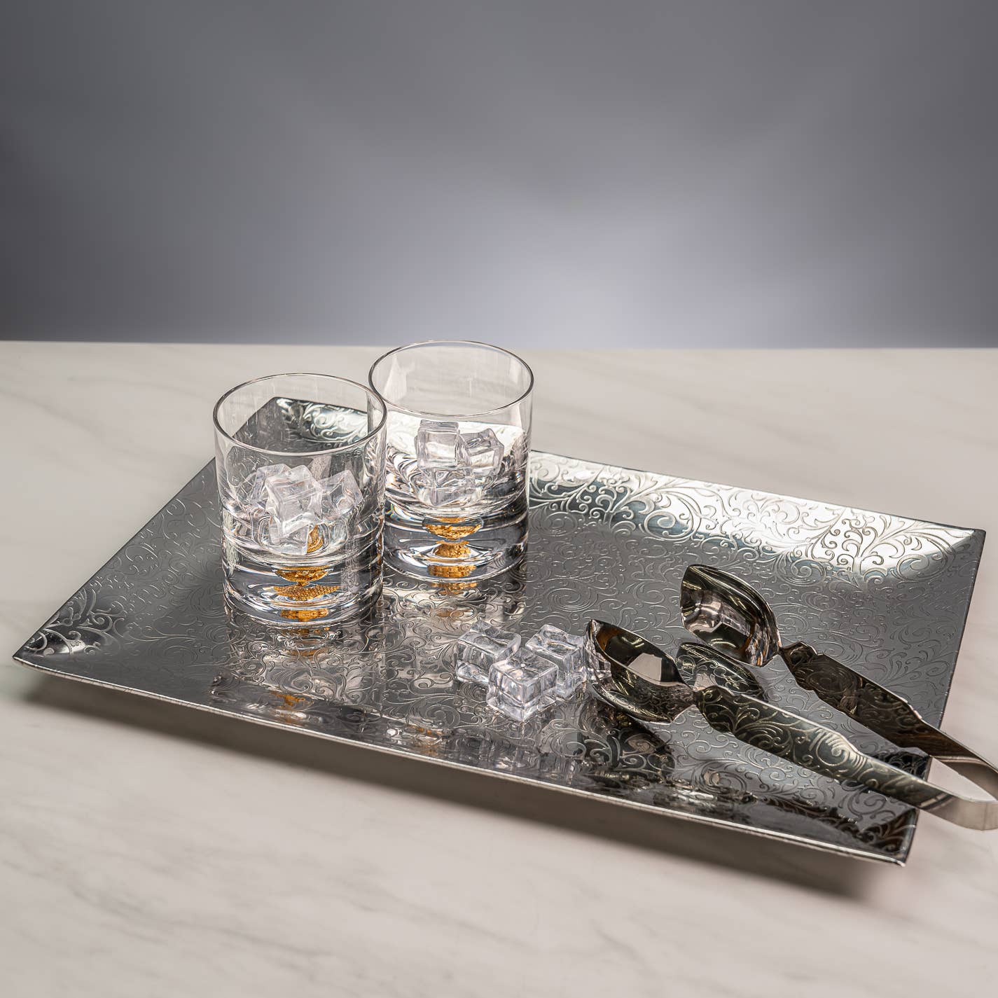 Shiny Steel Tray - Elegant Serverware for Weddings