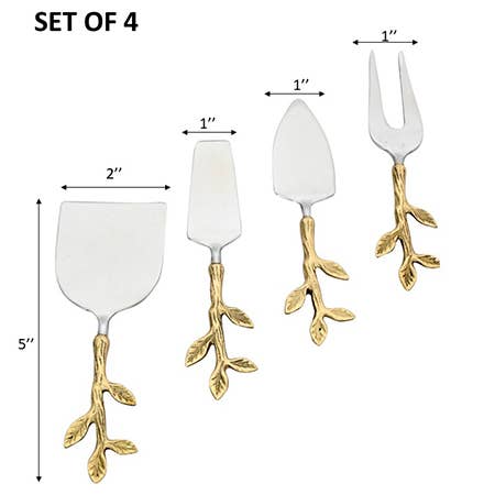Gold Leaf Bud Cheese Tools, Set of 4
