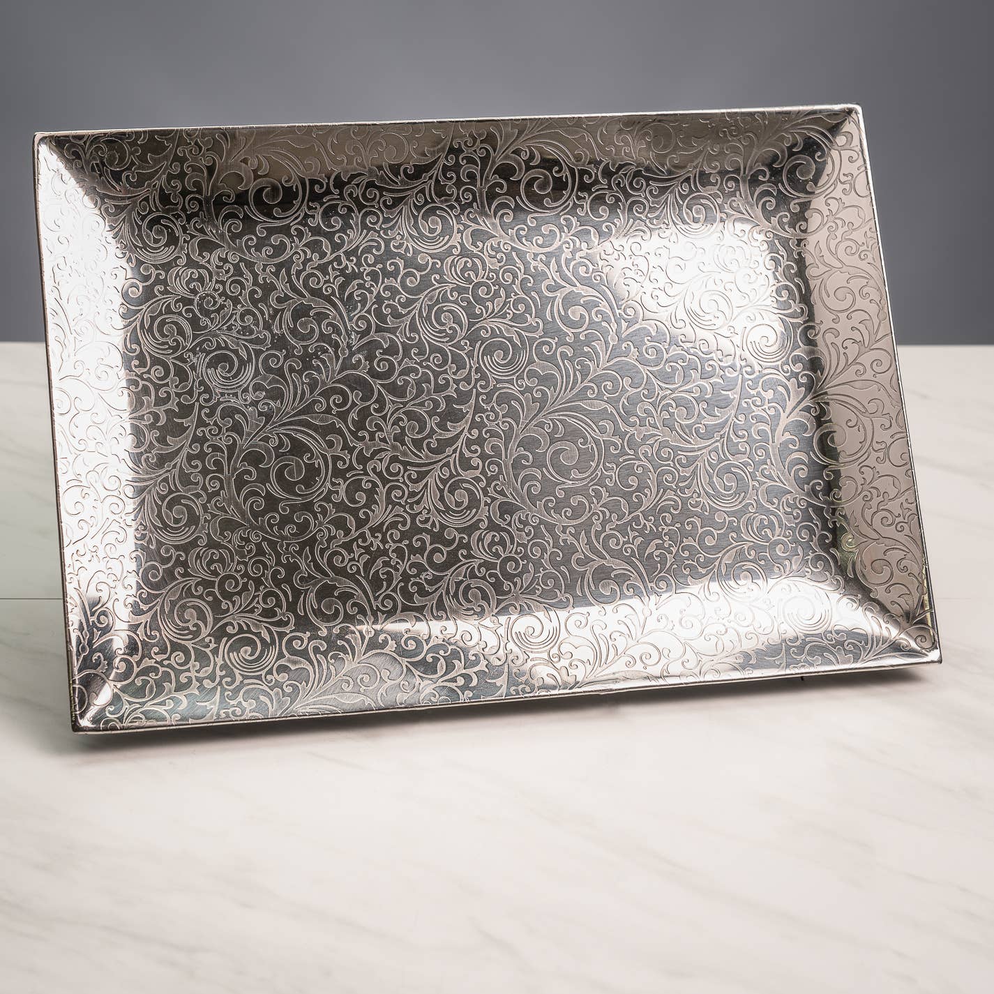 Shiny Steel Tray - Elegant Serverware for Weddings