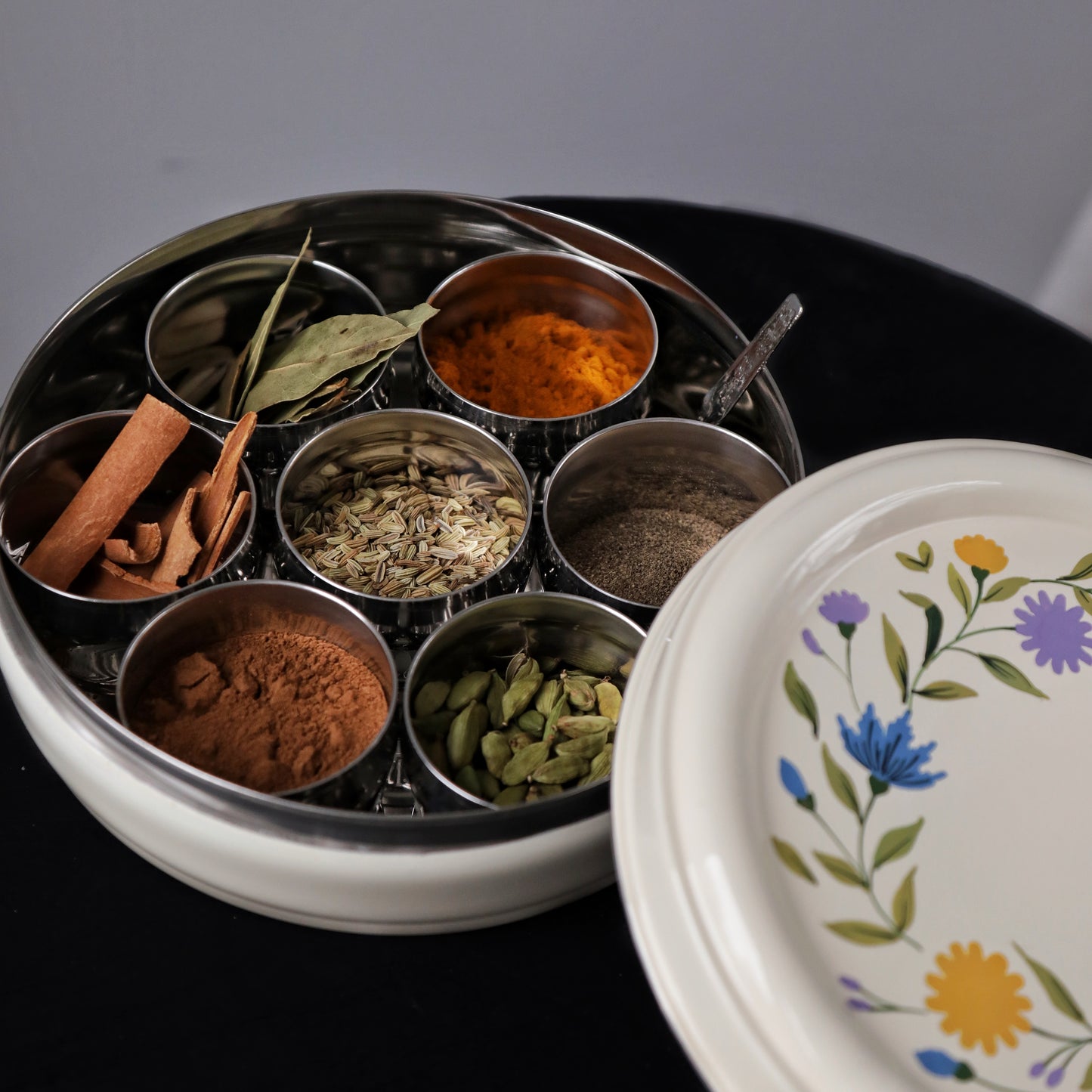 Floral Steel Spice Box