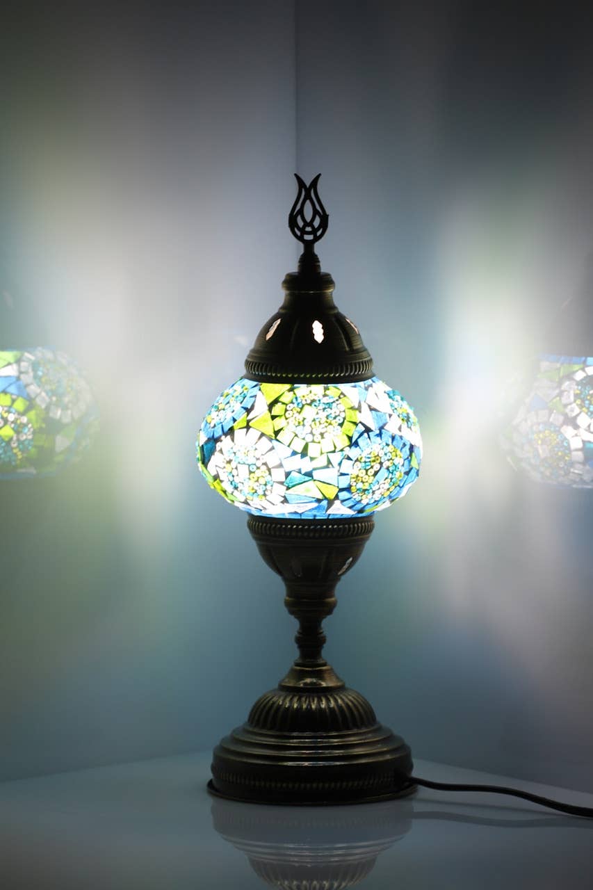 Turkish Lamp Mosaic Bedside Lamp - Turquoise