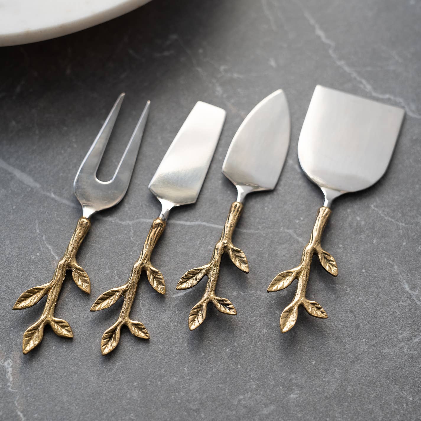 Gold Leaf Bud Cheese Tools, Set of 4