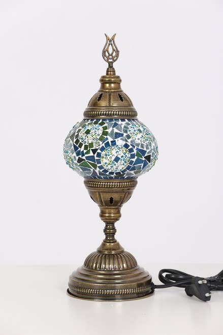 Turkish Lamp Mosaic Bedside Lamp - Turquoise