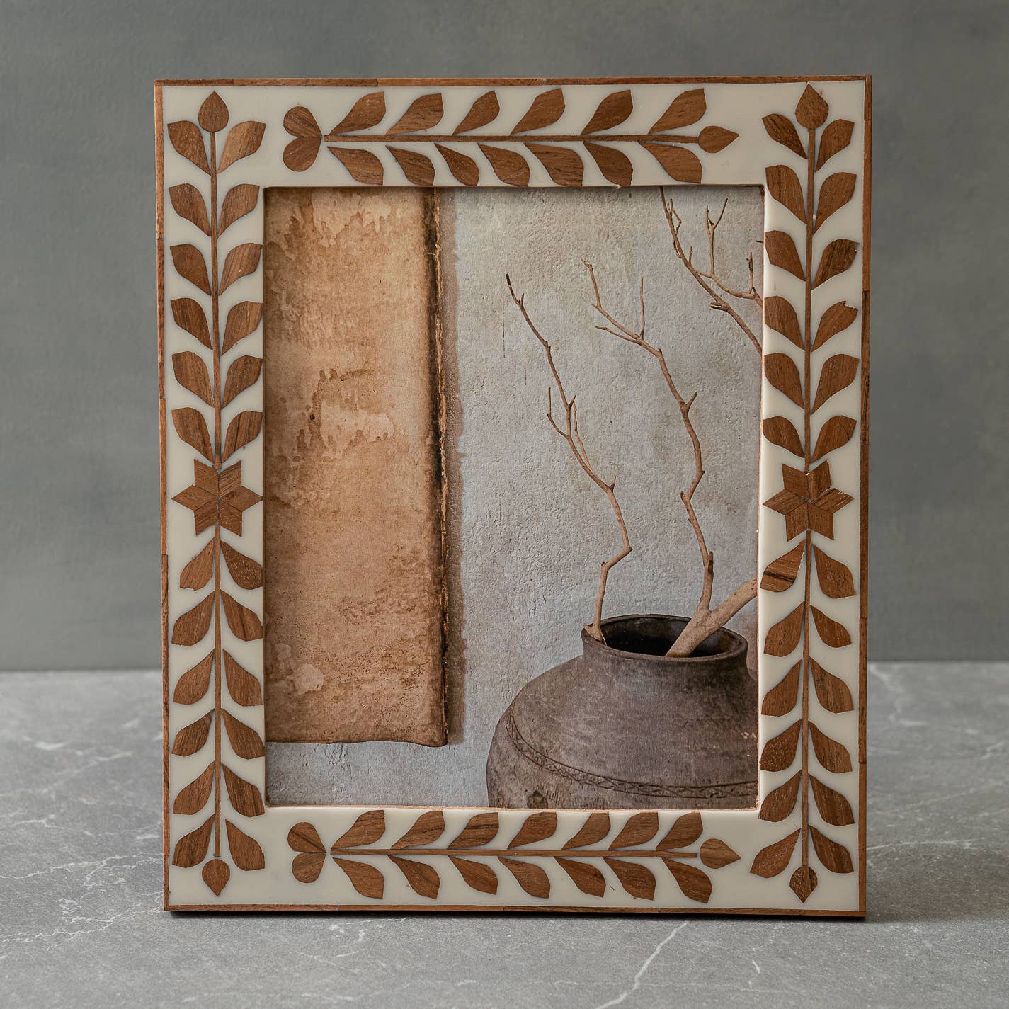 LG Floral Wood Photo Frame